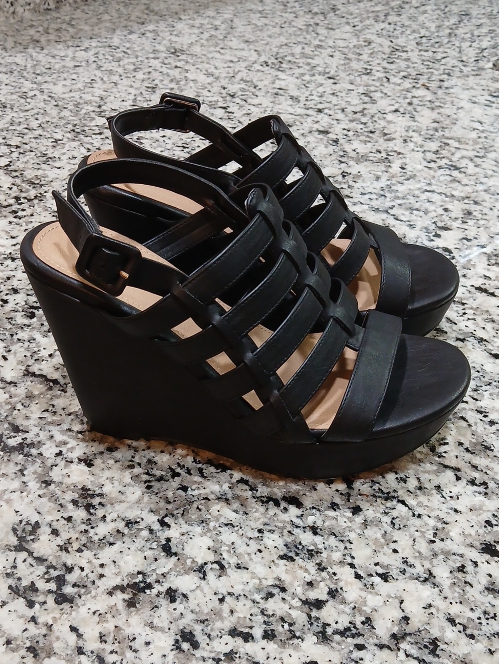 torrid Black Strappy Wedge Sandals